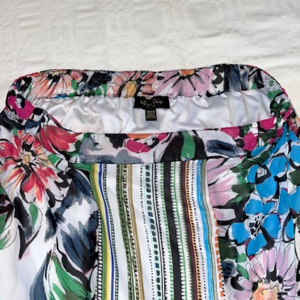 MELISSA PAIGE | Floral & Stripe Ruffled Skirt Petite Medium Elastic Waist-EUC - Picture 9 of 10